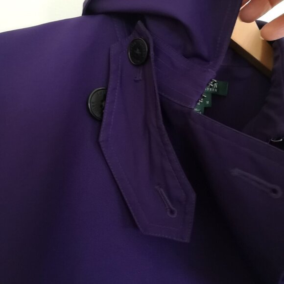 Lauren Ralph Lauren Double Breasted Short Trench Coat Dark Purple Size M - Picture 3 of 7